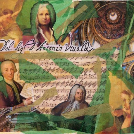 Vivaldi Handel and Durante collage with handwritten sheet music Seattle Choral Company An Italian Baroque Christmas